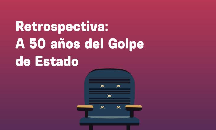 Ilustración de silla con el texto Retrospectiva: a 50 años del Golpe de Estado