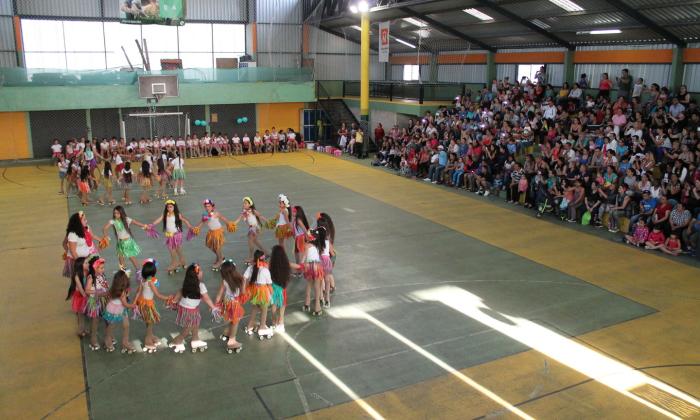 Cientos de personas miran desde las gradas la muestra de patín