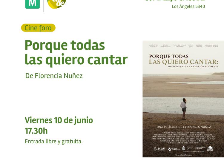 placa de promocion del cine porque todas las quiero cantar viernes 10 de junio 17.30 horas