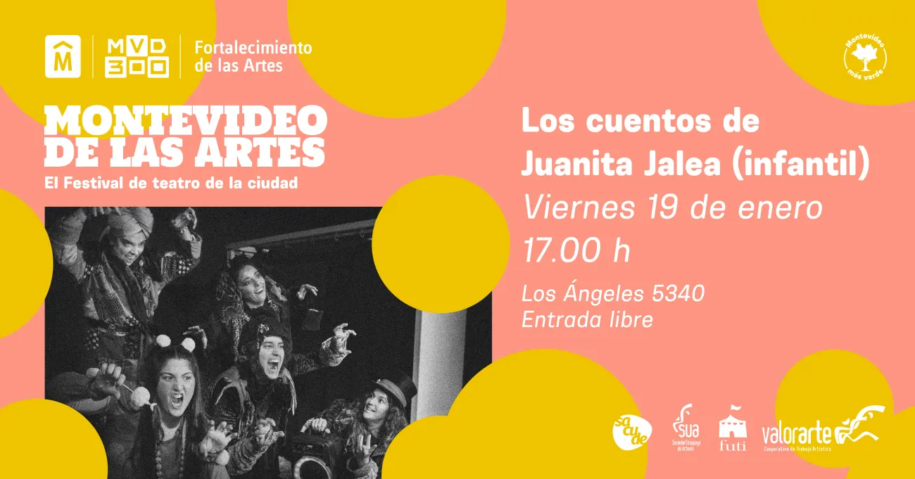 imagen con foto del espectaculo con varias personas disfrazadas y fecha y dia de la obra que se detalla mas abajo