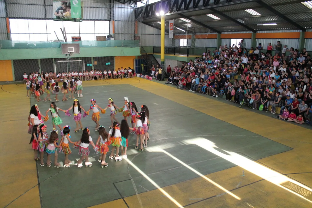Cientos de personas miran desde las gradas la muestra de patín