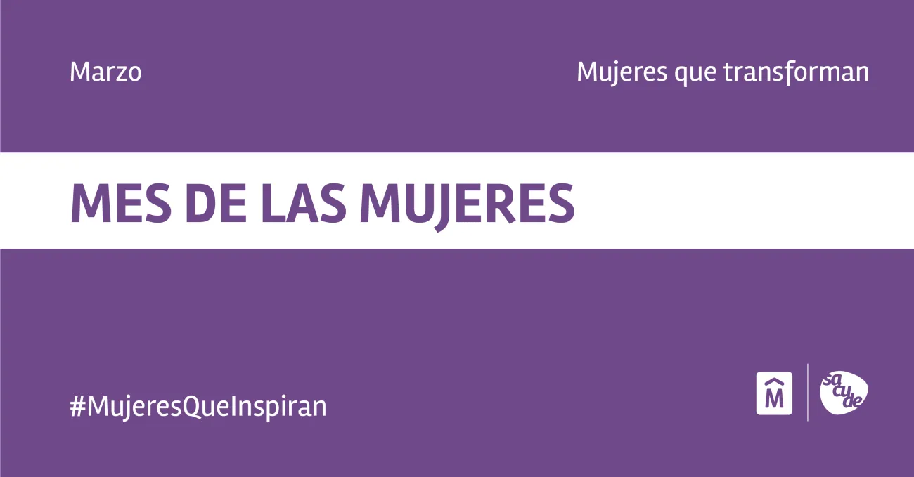 texto que dice mes de las mujeres sobre una linea blanca y fondo violeta