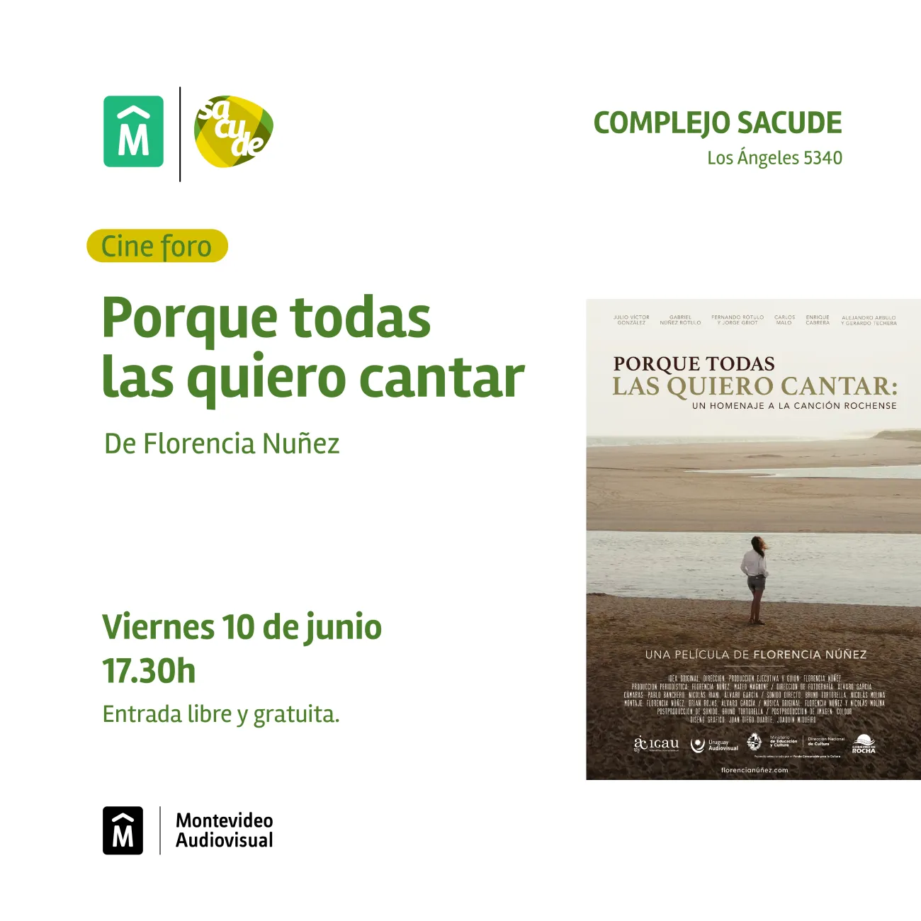 placa de promocion del cine porque todas las quiero cantar viernes 10 de junio 17.30 horas